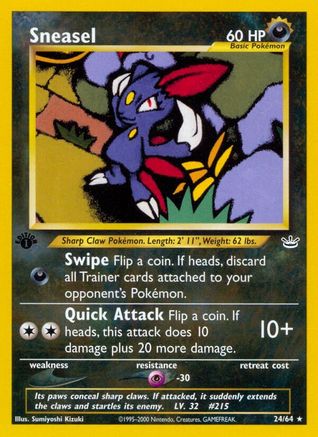 Sneasel 024/64/64 - Rare - 1st Edition