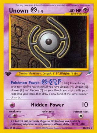Unown [H] 028/105 - Rare - Unlimited