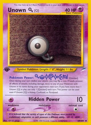 Unown [Q] 059/105/105 - Uncommon - 1st Edition