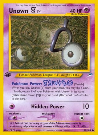 Unown [V] 089/105/105 - Common - 1st Edition