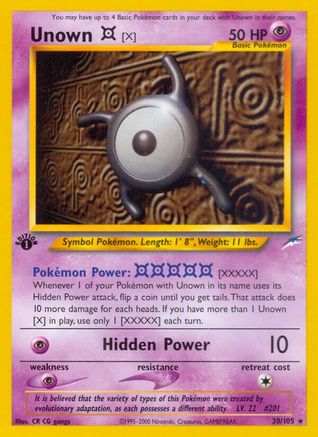Unown [X] 030/105 - Rare - Unlimited