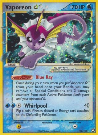 Vaporeon Star 102/108 - Ultra Rare - Holofoil