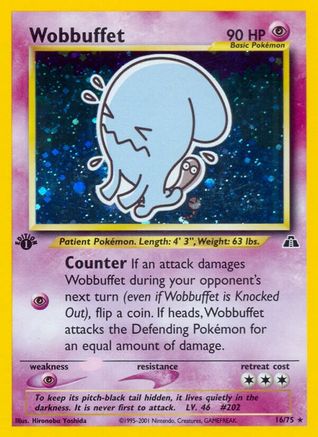Wobbuffet (16) 016/75/75 - Holo Rare - 1st Edition Holofoil