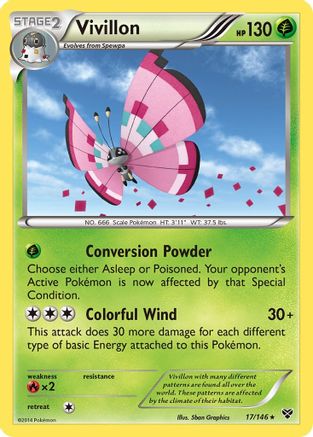 Vivillon (Meadow [Pink]) 017/146 - Holo Rare - Reverse Holofoil