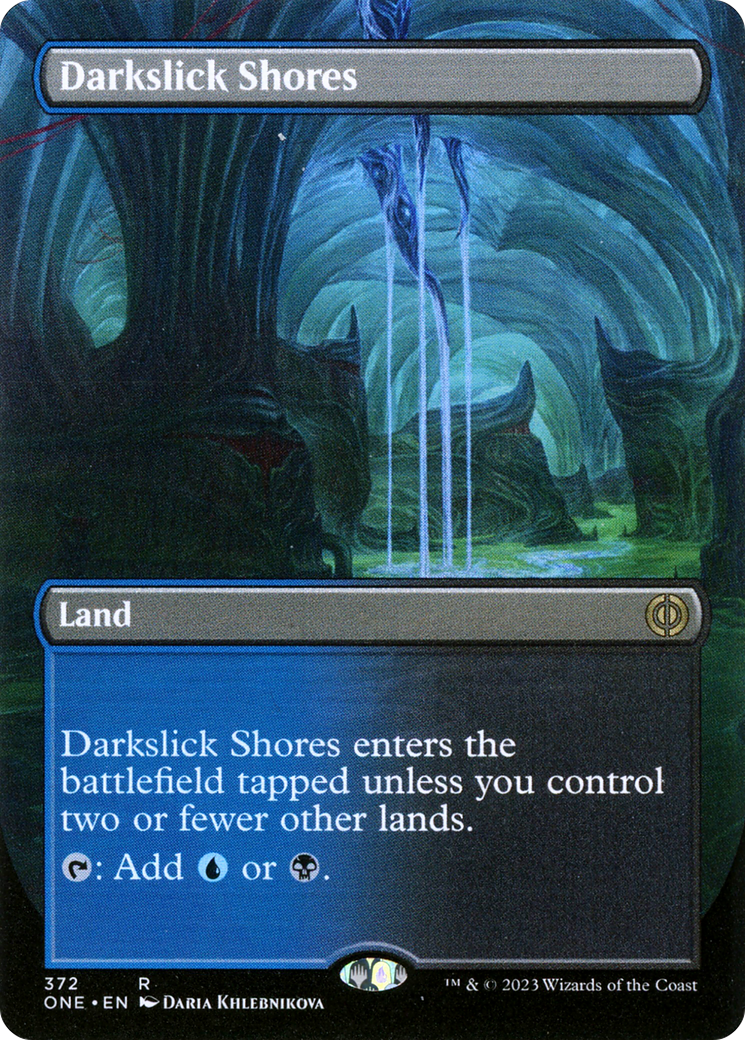 Darkslick Shores (Borderless Alternate Art) [Phyrexia: All Will Be One]